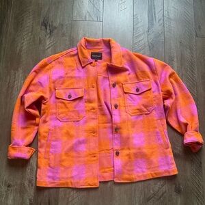 Velvet Heart Orange and Pink Plaid Long Sleeve Top